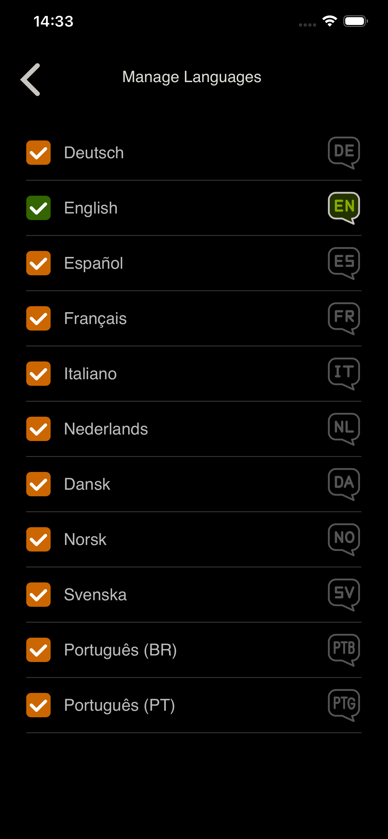 Oolimo app languages